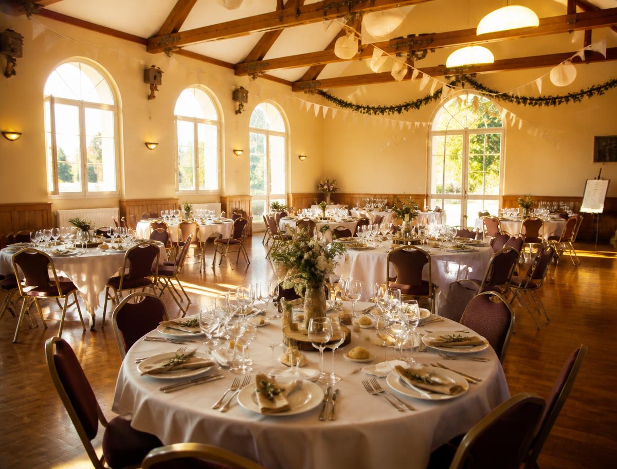Salle des fêtes de Beaulieu-sur-Marne dressée pour une réception